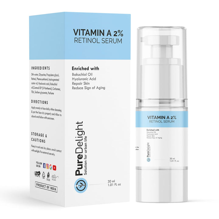 Pure Delight Vitamin A 2% Retinol Serum for Anti-Aging & Skin Renewal (30ml)