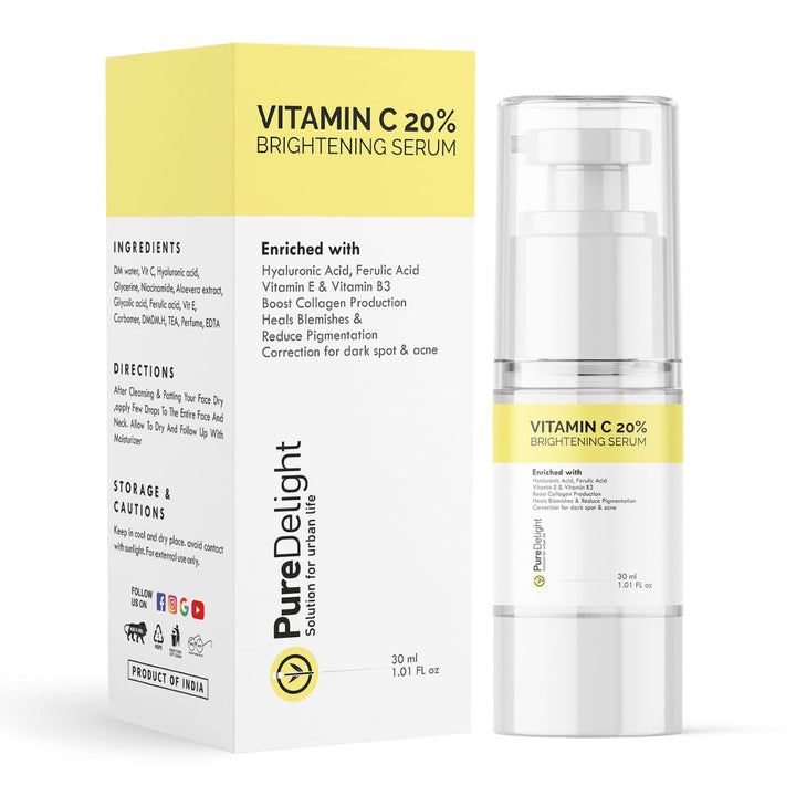 Pure Delight Vitamin C 20% Brightening Serum for Pigmentation & Glowing Skin (30ml)
