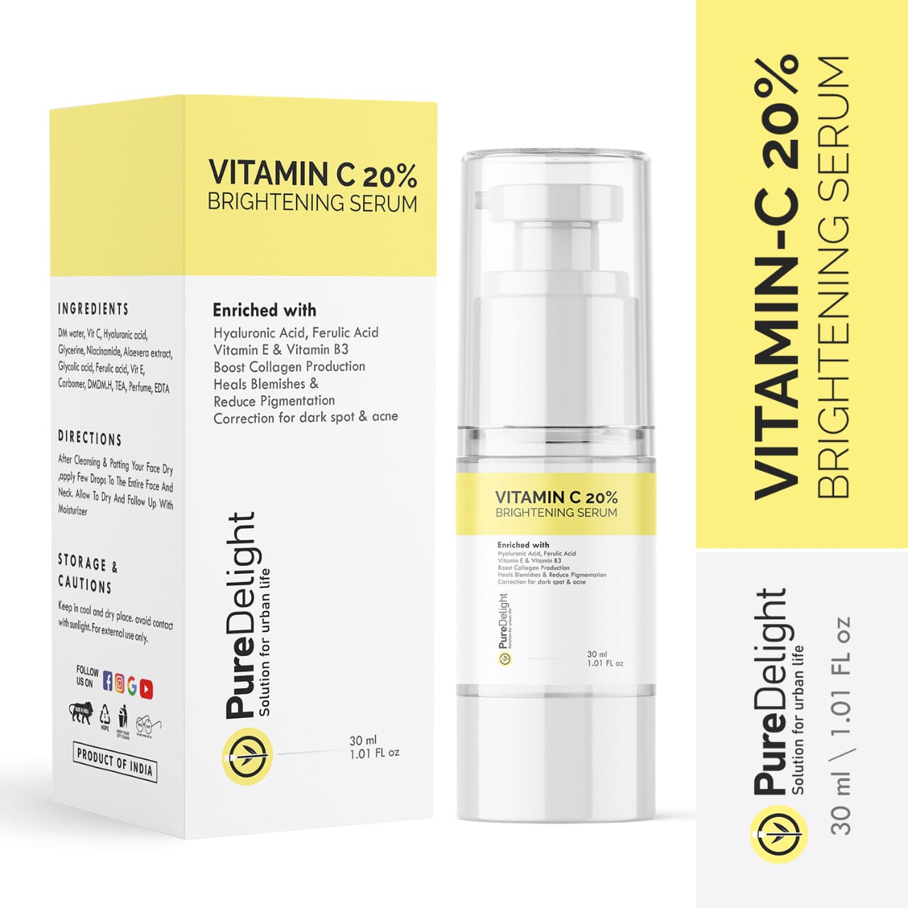 Pure Delight Vitamin C 20% + Niacinamide 10% Serum Combo Brightening & Acne Mark Solution