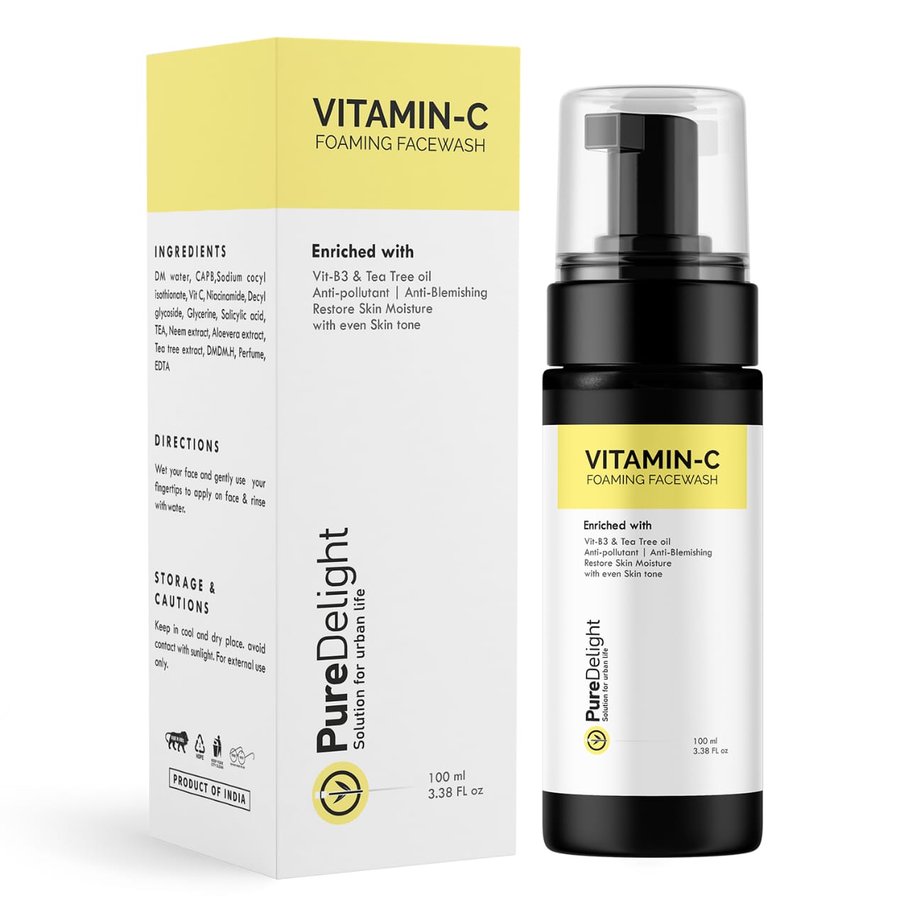 Pure Delight Vitamin-C Foaming Facewash for Glowing Skin (100ml)