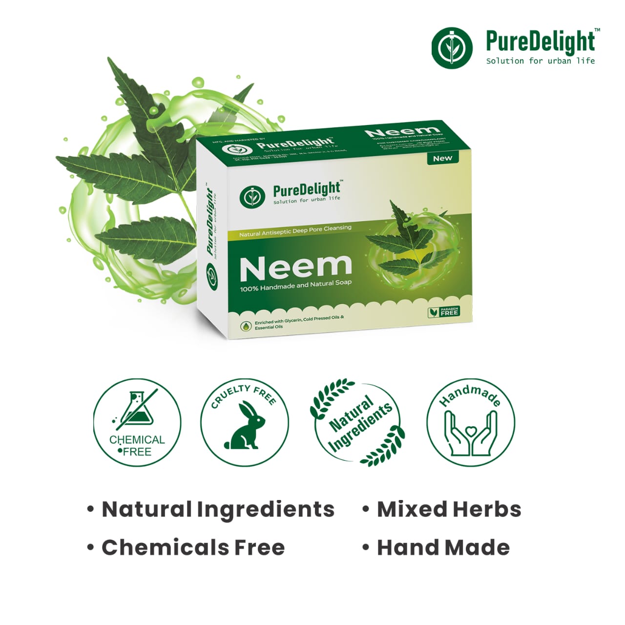 Pure Delight Neem Soap for Acne-Prone & Sensitive Skin (100g)