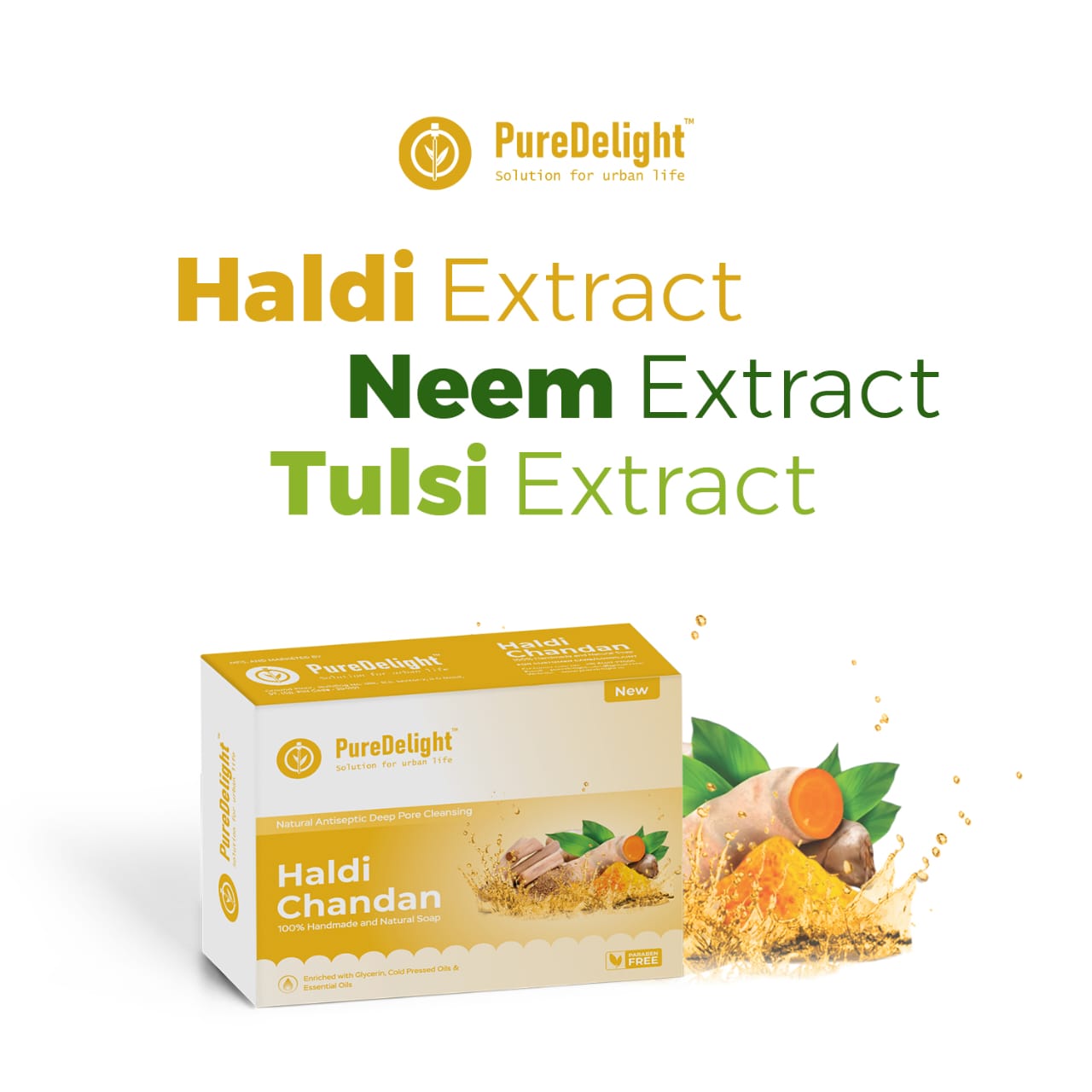 Pure Delight Haldi Chandan Soap for Glowing & Clear Skin (100g)