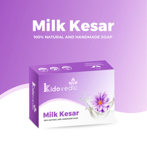Kidovedic Milk Kesar Soap – Saffron Glow with Almond & Coconut Oil (100g)