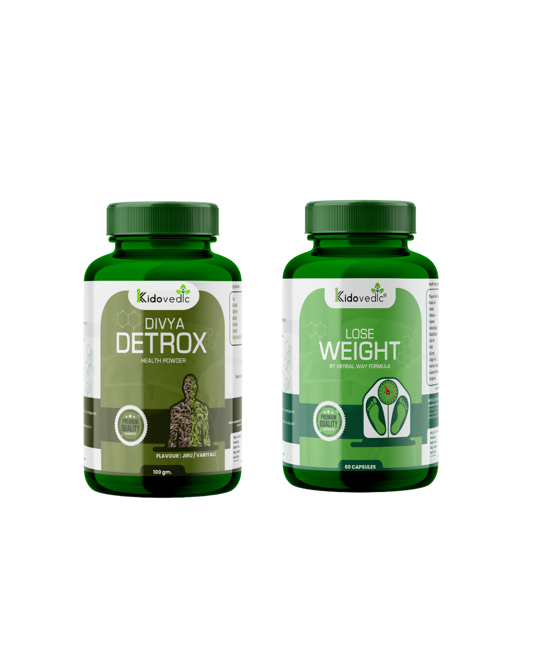 idovedic Herbal Slim & Detox Combo – Capsules & Powder | Jiru-Varyali | 100% Natural