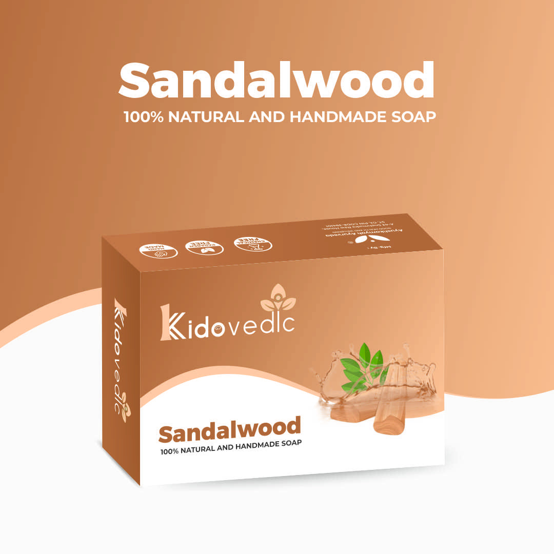Kidovedic Sandalwood Soap – Red & White Chandan with Coconut Oil & Goat Milk (100g)